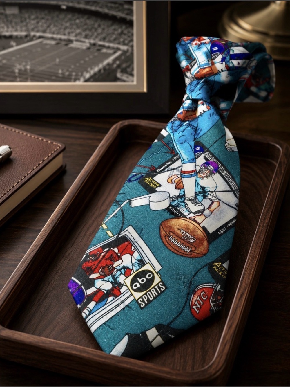 Football Black Red Blue White Brown Party Necktie